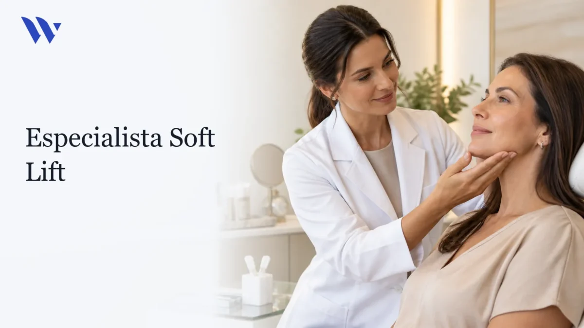 Dermatologista da Clínica Wulkan avaliando paciente em consultório — Especialista Soft Lift