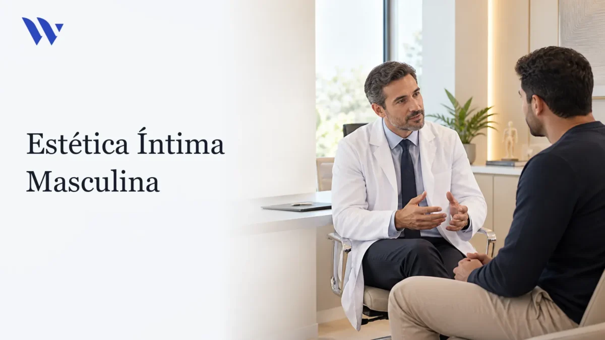 Estética Íntima Masculina — Clínica Wulkan Dermatologista da Clínica Wulkan avaliando paciente em consultório — Estética Íntima Masculina