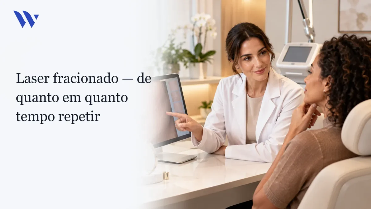 Dermatologista da Clínica Wulkan avaliando paciente em consultório — Frequência de aplicação do laser fracionado: de quanto em quanto tempo repetir