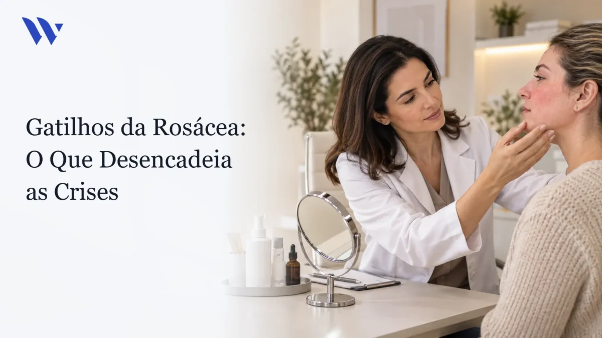 Dermatologista da Clínica Wulkan avaliando paciente em consultório — Gatilhos da Rosácea: O Que Desencadeia as Crises
