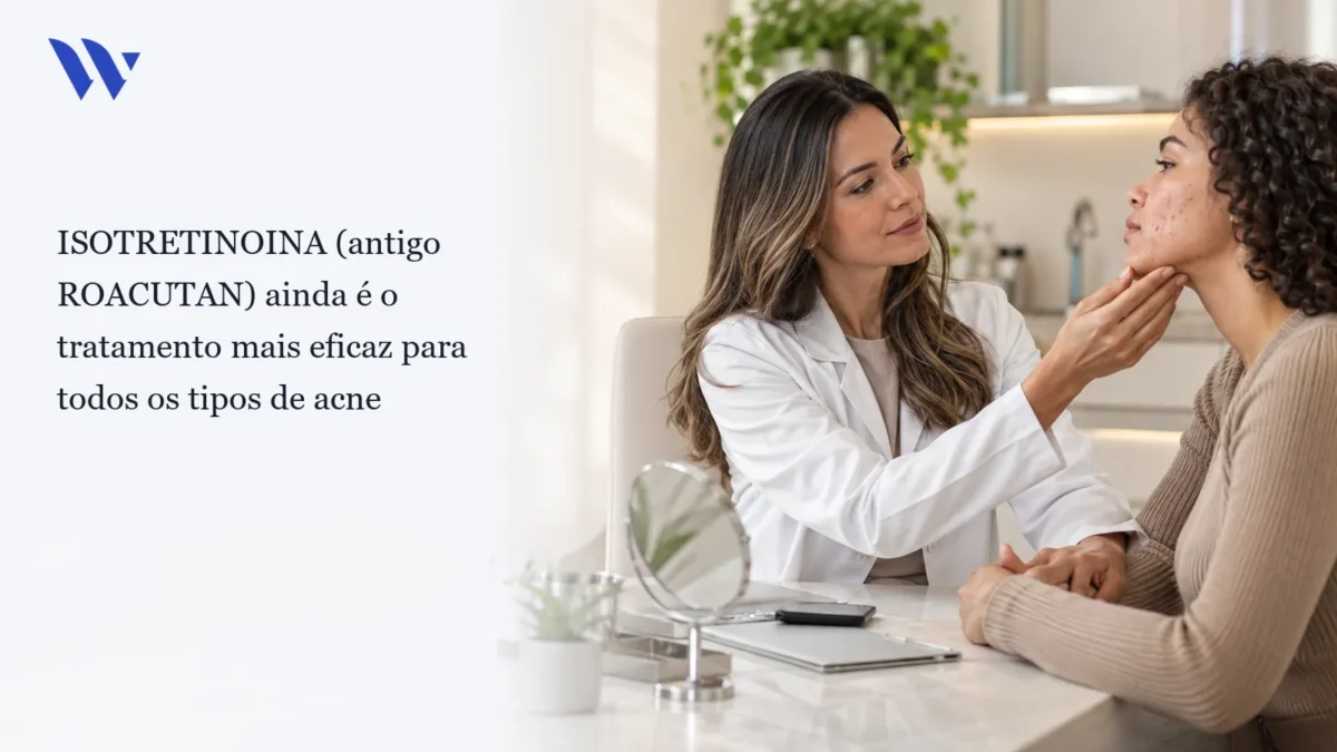 Dermatologista da Clínica Wulkan avaliando paciente em consultório — ISOTRETINOINA (antigo ROACUTAN) ainda é o tratamento mais eficaz para todos os tipos de acne