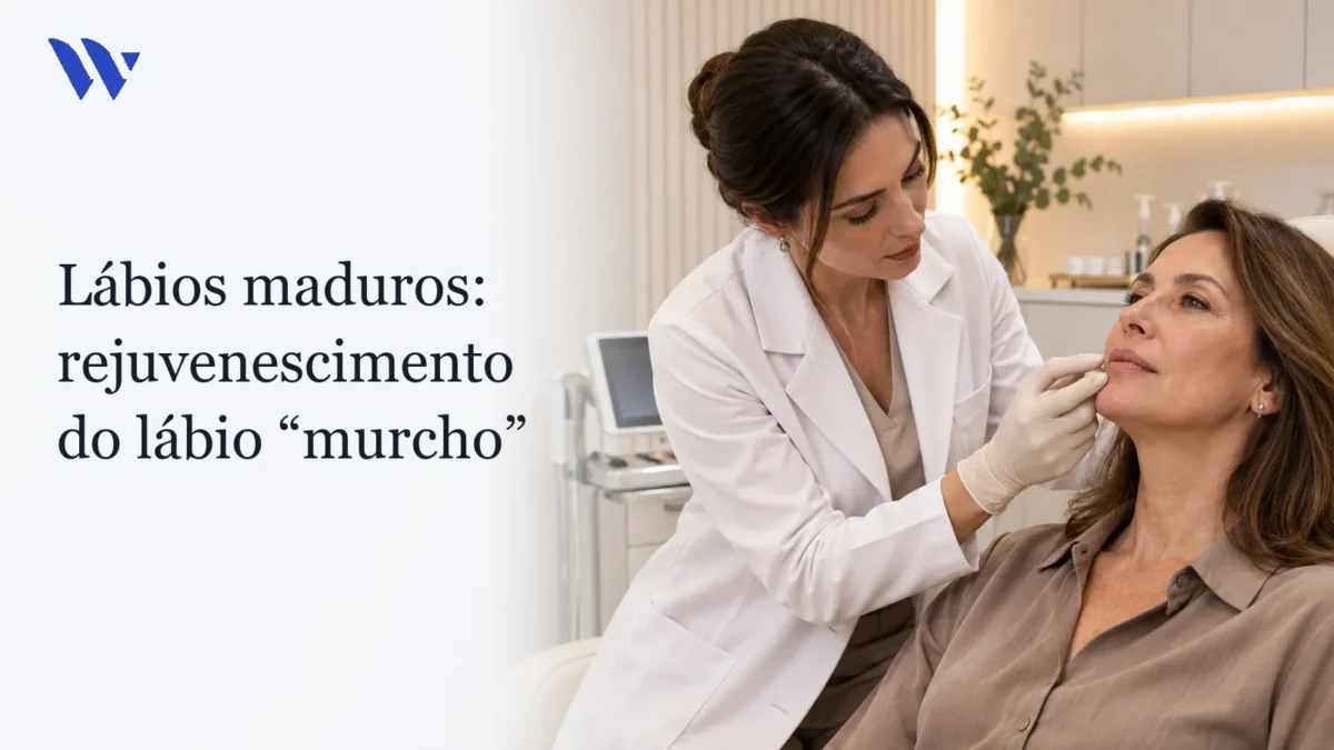 Dermatologista da Clínica Wulkan avaliando paciente em consultório — Lábios maduros: rejuvenescimento do lábio “murcho”