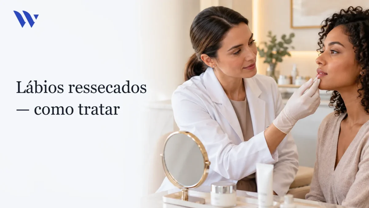 Dermatologista da Clínica Wulkan avaliando paciente em consultório — Lábios ressecados: Saiba como tratar a região.