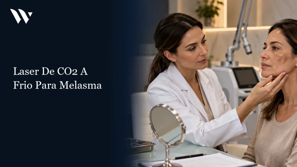 Avaliação das manchas no rosto ao lado do equipamento de laser — laser de CO2 a frio para melasma