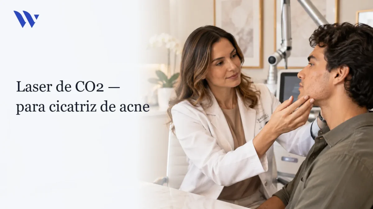 Dermatologista da Clínica Wulkan avaliando paciente em consultório — Laser de CO2 para Cicatriz de Acne