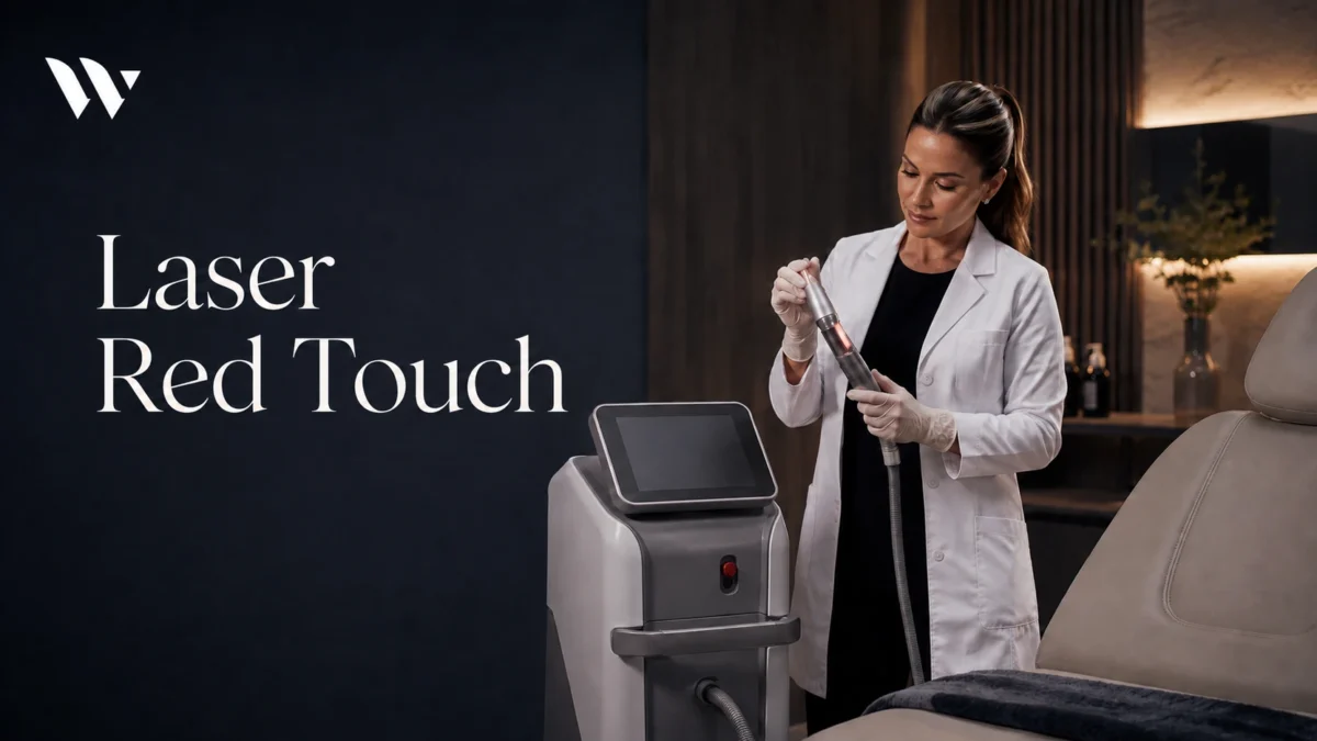 Médica preparando a ponteira do laser Red Touch em consultório da Clínica Wulkan