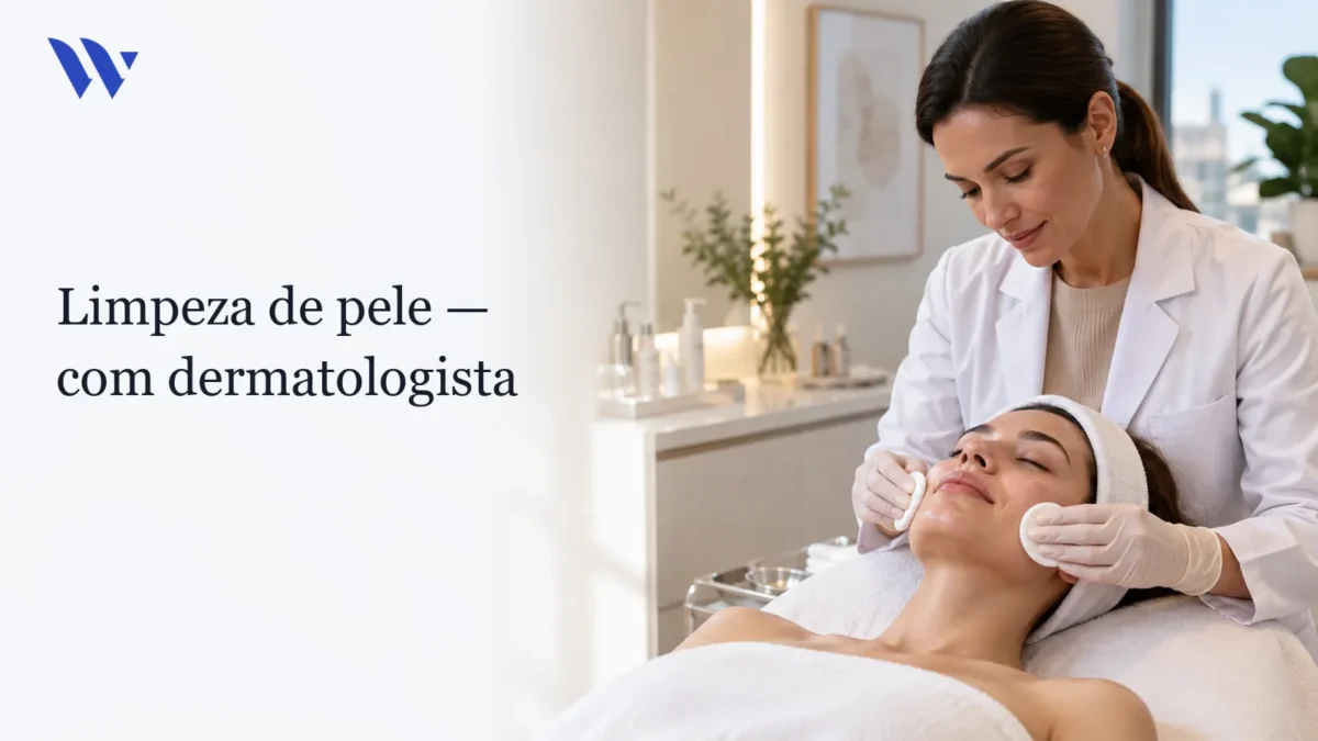 Dermatologista da Clínica Wulkan avaliando paciente em consultório — Limpeza de Pele