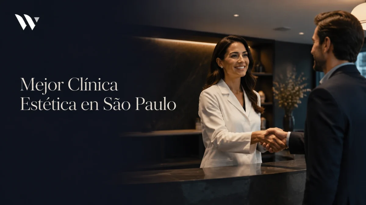 Recepción de la clínica con médica saludando a un paciente — mejor clínica estética en São Paulo