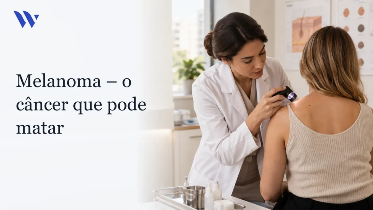 Dermatologista da Clínica Wulkan avaliando paciente em consultório — Melanoma – o câncer que pode matar