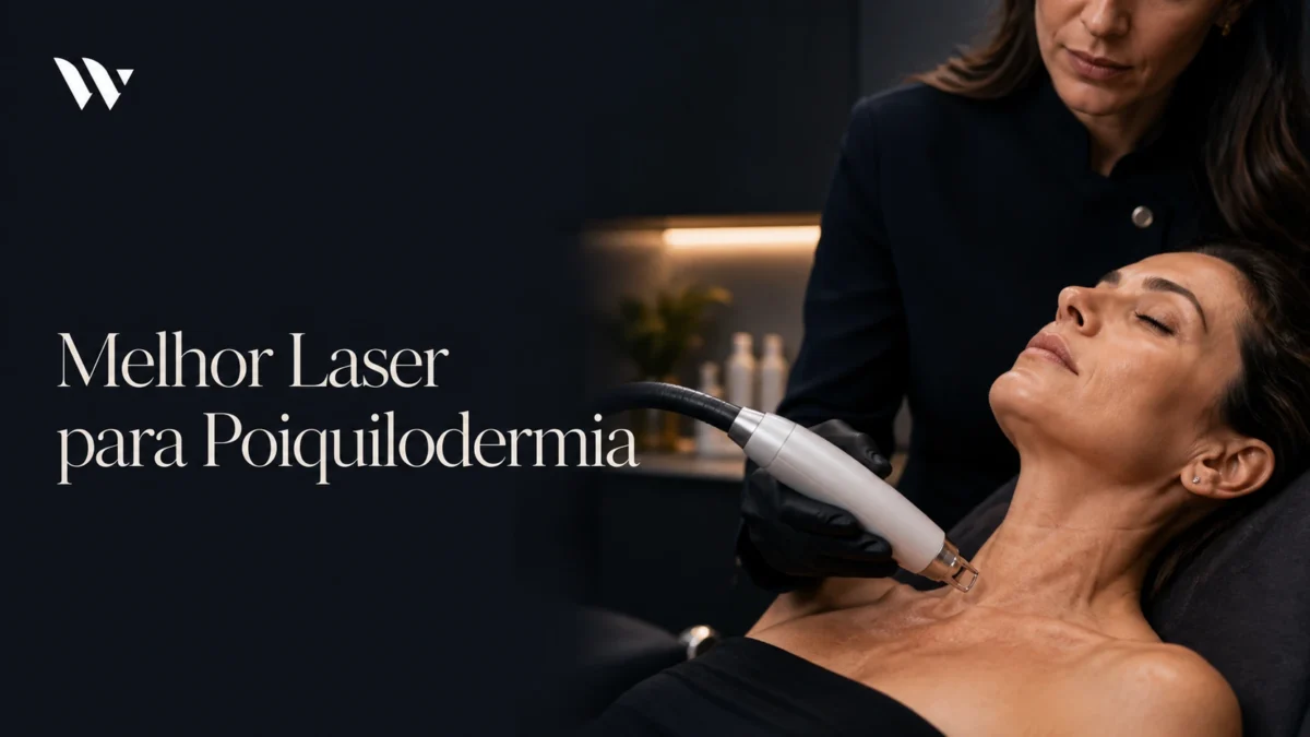 Aplicação de laser no pescoço e colo de uma paciente — escolha do melhor laser para poiquilodermia