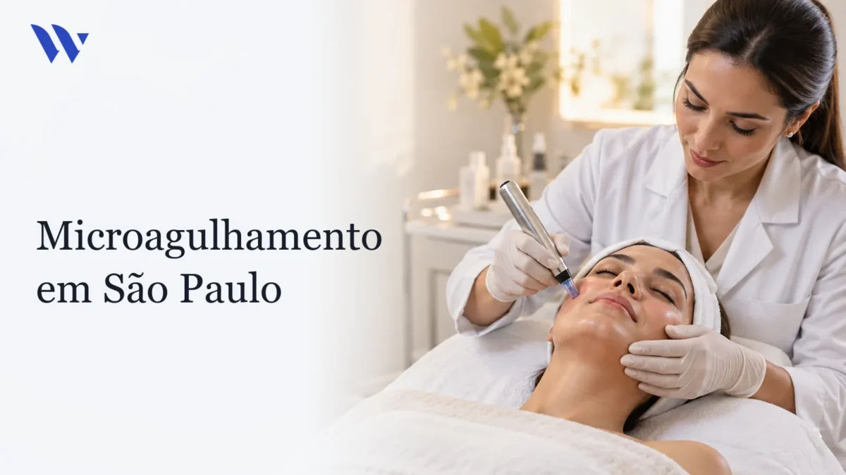 Dermatologista da Clínica Wulkan avaliando paciente em consultório — Microagulhamento em São Paulo