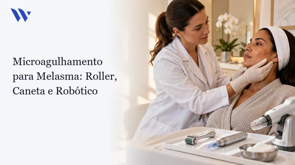 Dermatologista da Clínica Wulkan avaliando paciente em consultório — Microagulhamento para Melasma: Roller, Caneta e Robótico