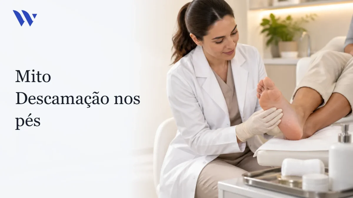 Dermatologista da Clínica Wulkan avaliando paciente em consultório — Mito Descamação nos pés