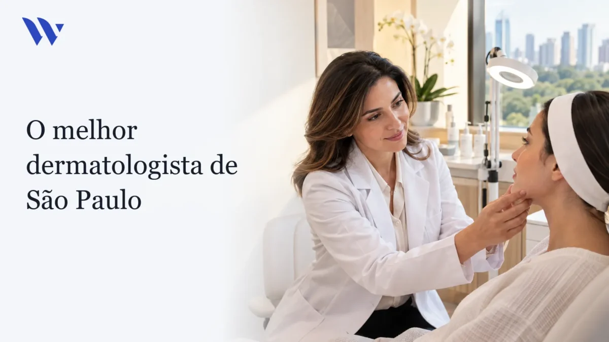 Dermatologista da Clínica Wulkan avaliando paciente em consultório — O melhor dermatologista de São Paulo