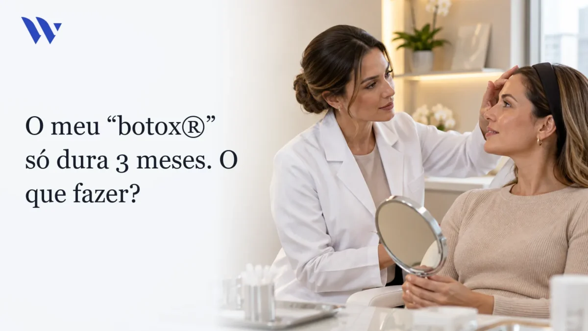 Dermatologista da Clínica Wulkan avaliando paciente em consultório — O meu “botox®” só dura 3 meses. O que fazer?