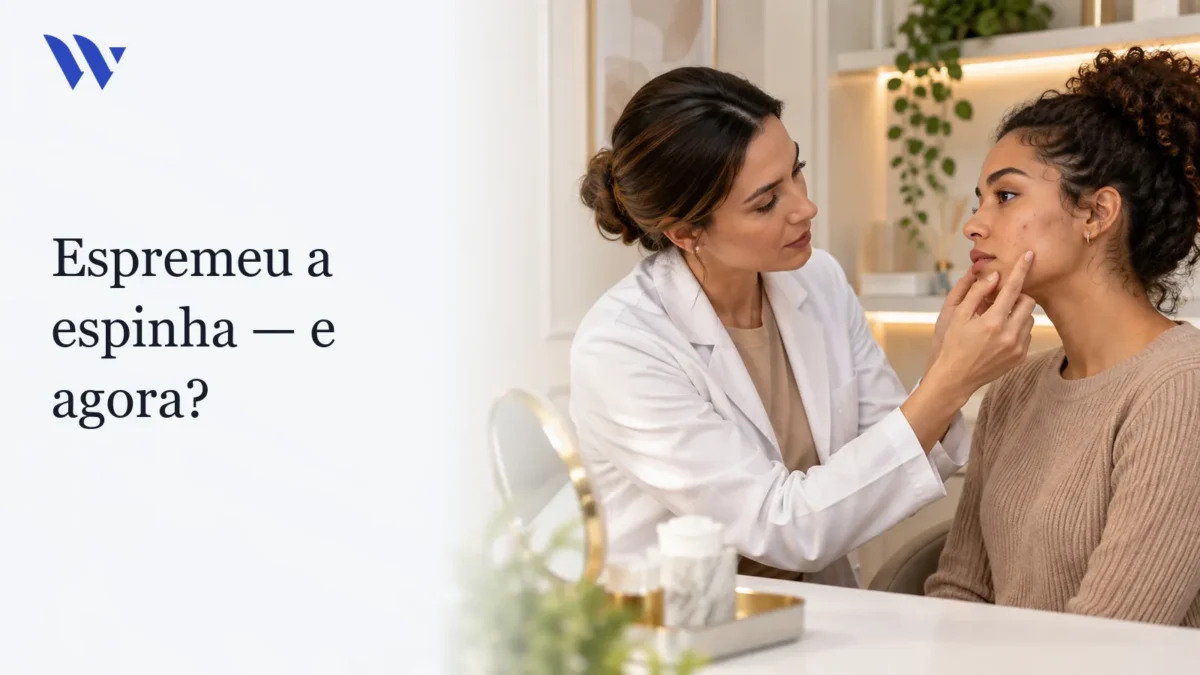 Dermatologista da Clínica Wulkan avaliando paciente em consultório — O que fazer depois de espremer uma espinha