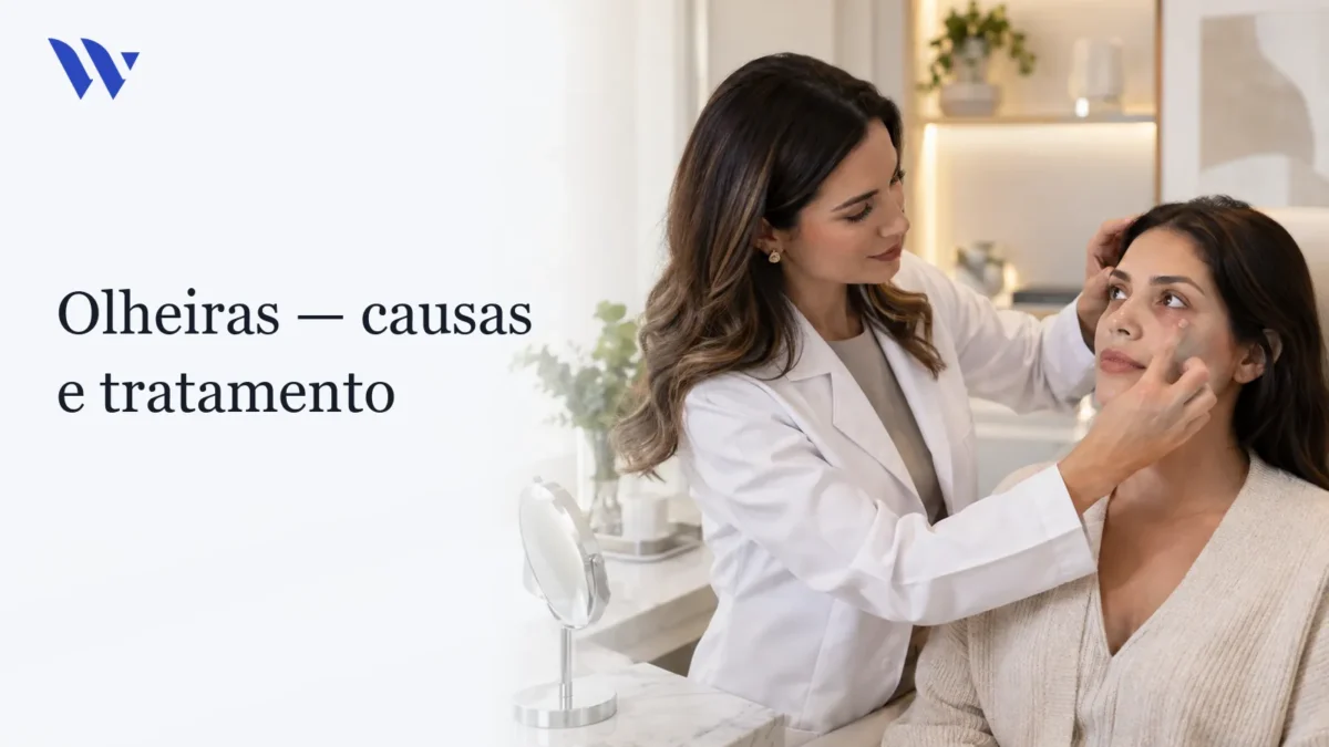 Olheiras — Clínica Wulkan Dermatologista da Clínica Wulkan avaliando paciente em consultório — Olheiras