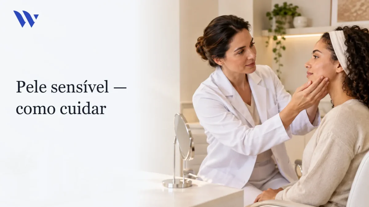 Pele sensível? — Clínica Wulkan Dermatologista da Clínica Wulkan avaliando paciente em consultório — Pele sensível?