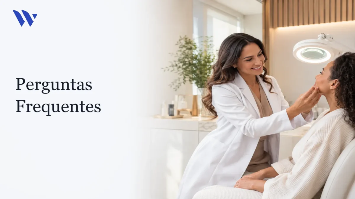 Perguntas Frequentes — Clínica Wulkan Dermatologista da Clínica Wulkan avaliando paciente em consultório — Perguntas Frequentes