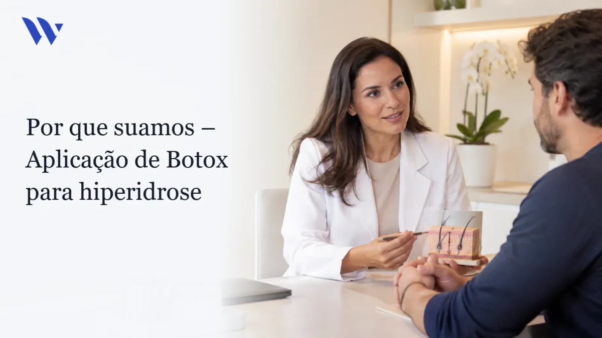 Dermatologista da Clínica Wulkan avaliando paciente em consultório — Por que suamos – Aplicação de Botox para hiperidrose