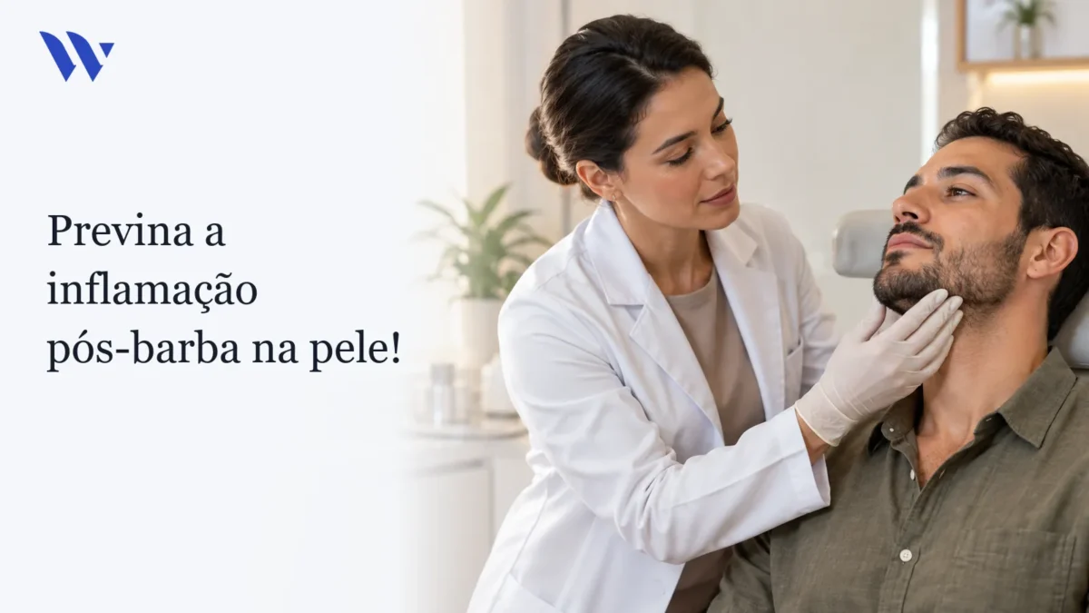 Previna a inflamação pós-barba na pele! — Clínica Wulkan Dermatologista da Clínica Wulkan avaliando paciente em consultório — Previna a inflamação pós-barba na pele!
