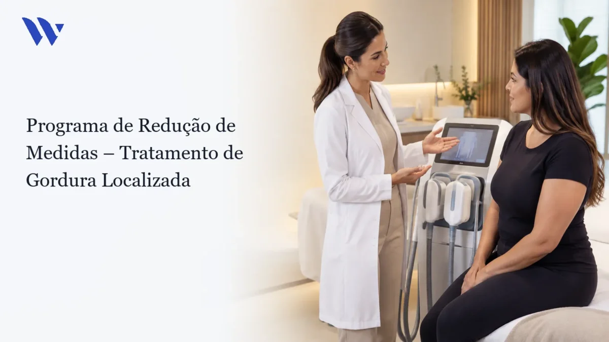 Dermatologista da Clínica Wulkan avaliando paciente em consultório — Programa de Redução de Medidas – Tratamento de Gordura Localizada