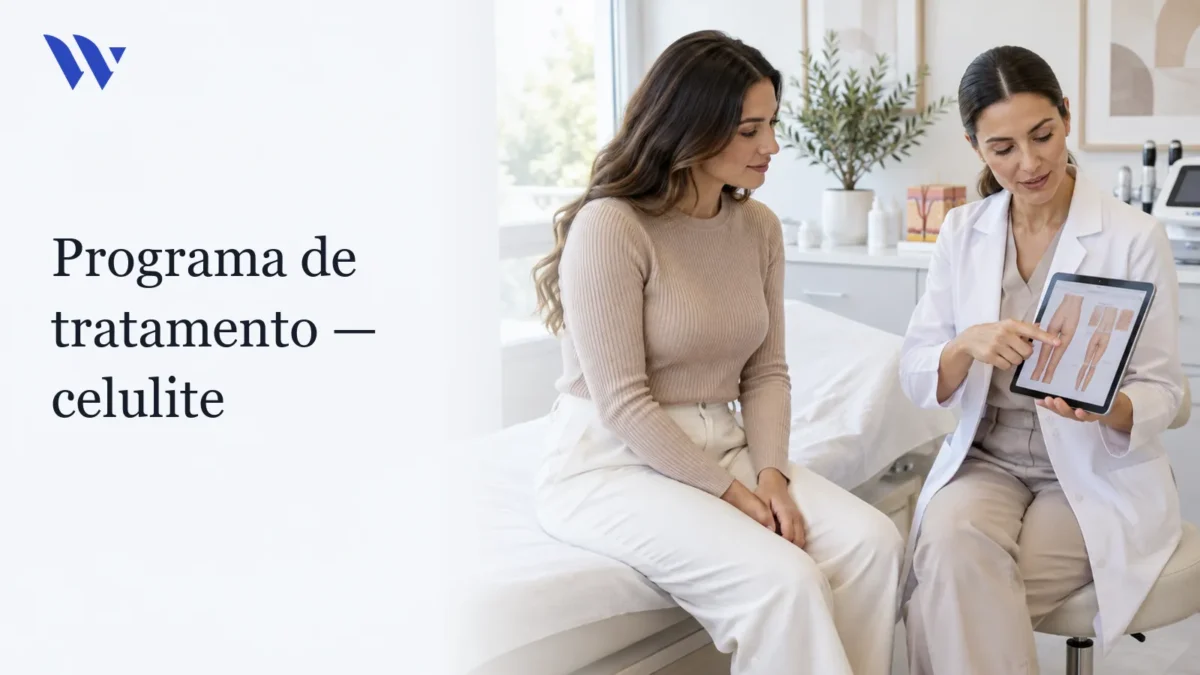 Dermatologista da Clínica Wulkan avaliando paciente em consultório — Programa de Tratamento de Celulite