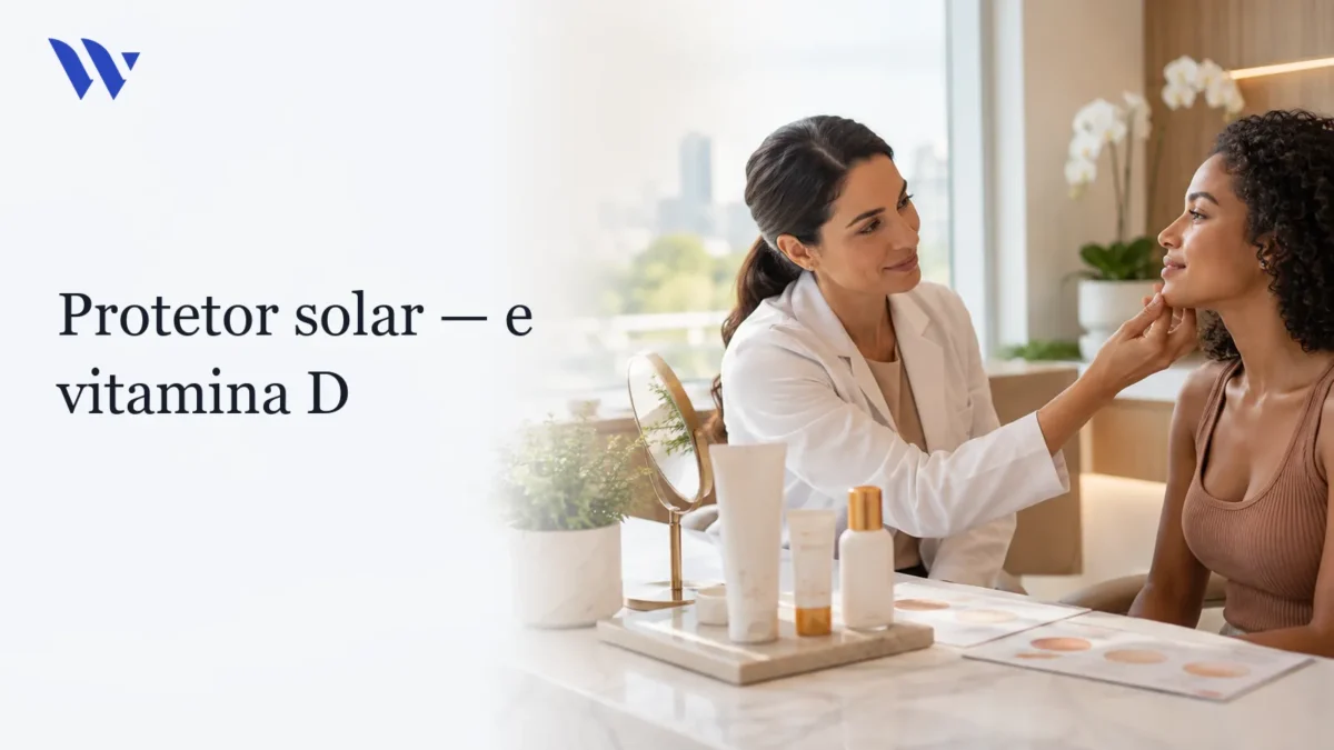 Dermatologista da Clínica Wulkan avaliando paciente em consultório — Protetor Solar e Vitamina D
