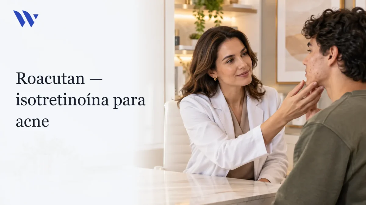 Dermatologista da Clínica Wulkan avaliando paciente em consultório — Roacutan: o fim da acne