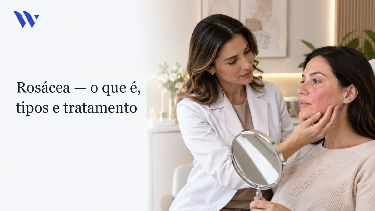 Dermatologista da Clínica Wulkan avaliando paciente em consultório — Rosácea: O Que É, Tipos e Tratamento em São Paulo