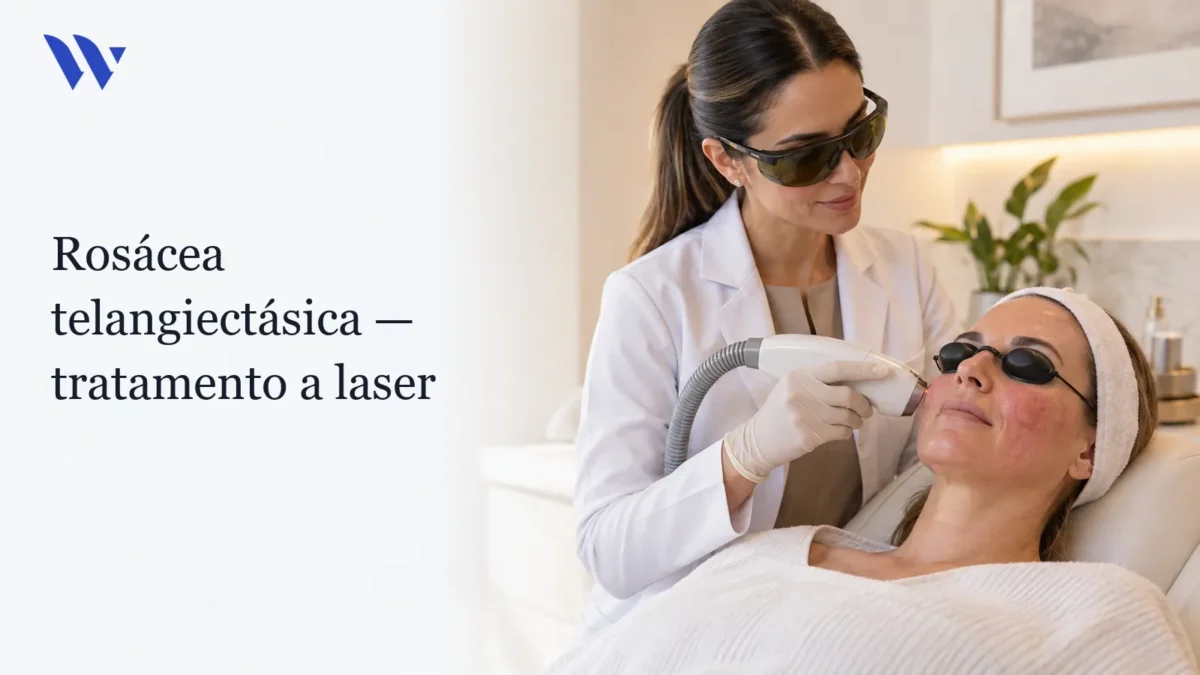 Rosácea Telangiectásica: Tratamento a Laser em São Paulo e Osasco — Clínica Wulkan Dermatologista da Clínica Wulkan avaliando paciente em consultório — Rosácea Telangiectásica: Tratamento a Laser em São Paulo e Osasco