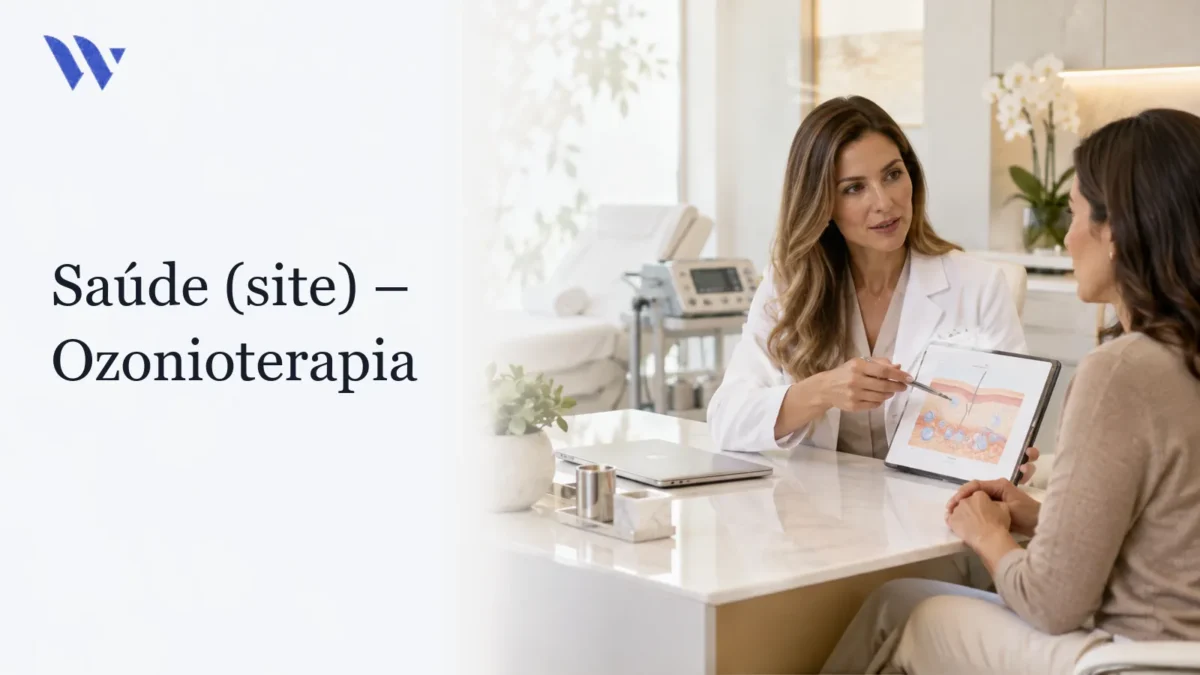 Dermatologista da Clínica Wulkan avaliando paciente em consultório — Saúde (site) – Ozonioterapia