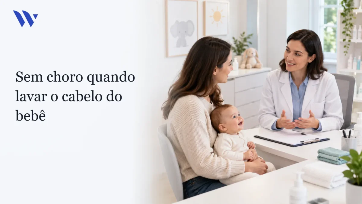 Dermatologista da Clínica Wulkan avaliando paciente em consultório — Sem choro quando lavar o cabelo do bebê
