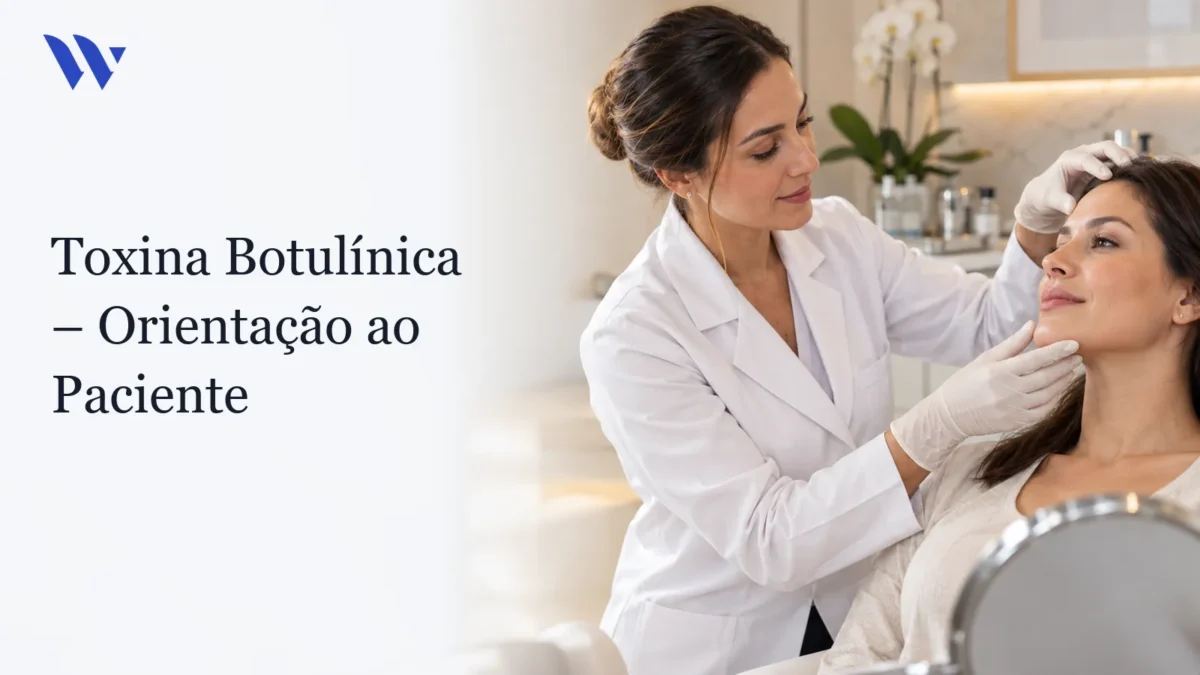 Dermatologista da Clínica Wulkan avaliando paciente em consultório — Toxina Botulínica – Orientação ao Paciente