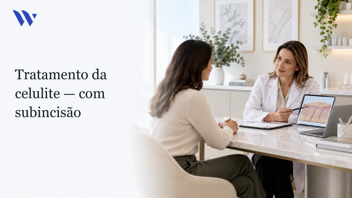 Dermatologista da Clínica Wulkan avaliando paciente em consultório — TRATAMENTO DA CELULITE com SUBINCISION