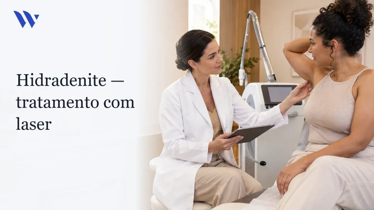 Dermatologista da Clínica Wulkan avaliando paciente em consultório — Tratamento das hidrosadenite ou hidroadenite com laser