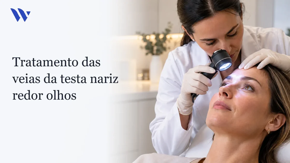 Dermatologista da Clínica Wulkan avaliando paciente em consultório — Tratamento das veias da testa nariz redor olhos