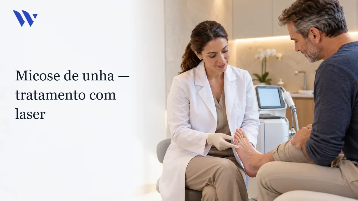 Dermatologista da Clínica Wulkan avaliando paciente em consultório — Tratamento de micoses de unha com laser