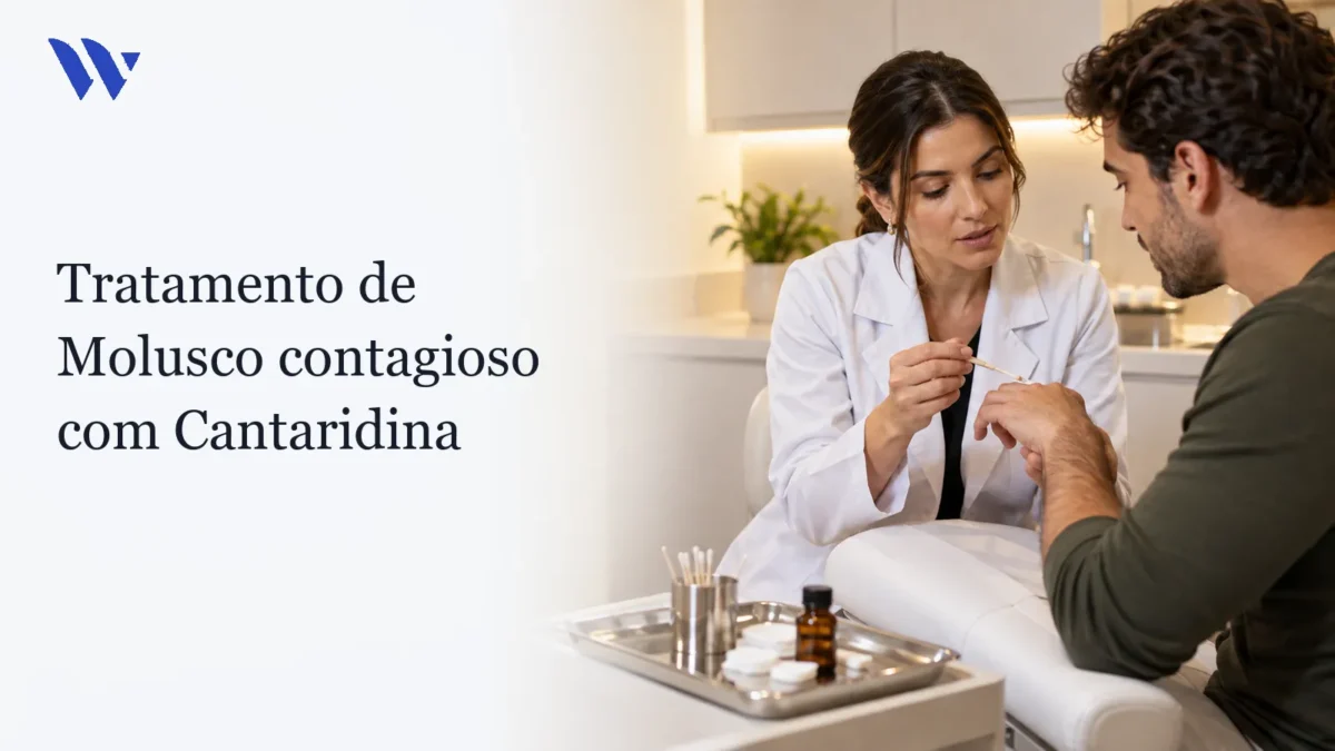 Dermatologista da Clínica Wulkan avaliando paciente em consultório — Tratamento de Molusco contagioso com Cantaridina