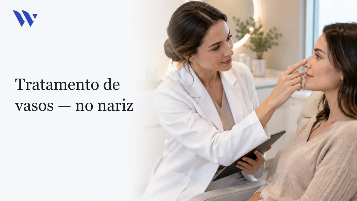 Dermatologista da Clínica Wulkan avaliando paciente em consultório — Tratamento de Vasos no Nariz em São Paulo: Laser e Radiofrequência