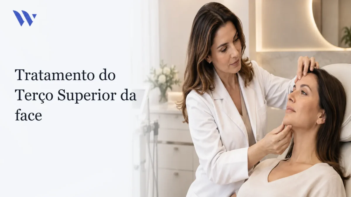 Dermatologista da Clínica Wulkan avaliando paciente em consultório — Tratamento do Terço Superior da face