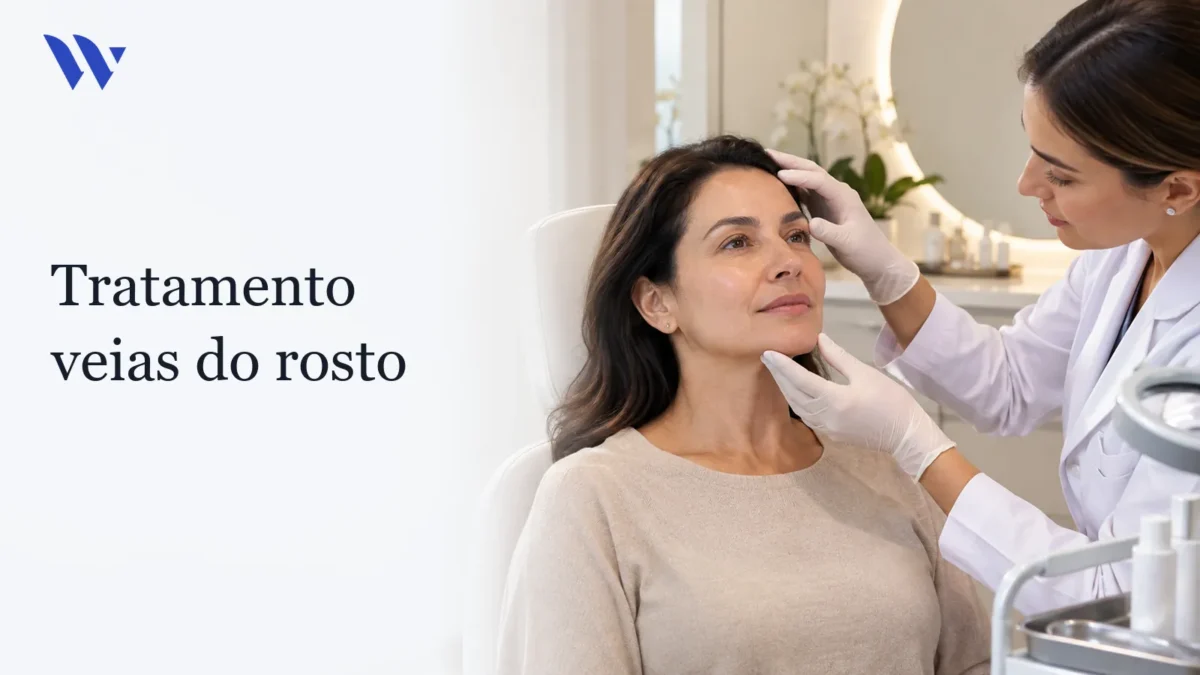 Dermatologista da Clínica Wulkan avaliando paciente em consultório — Tratamento veias do rosto