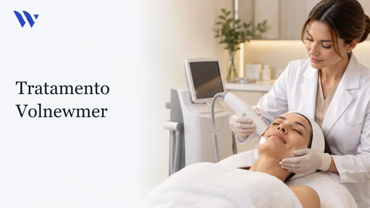 Tratamento Volnewmer — Clínica Wulkan Dermatologista da Clínica Wulkan avaliando paciente em consultório — Tratamento Volnewmer